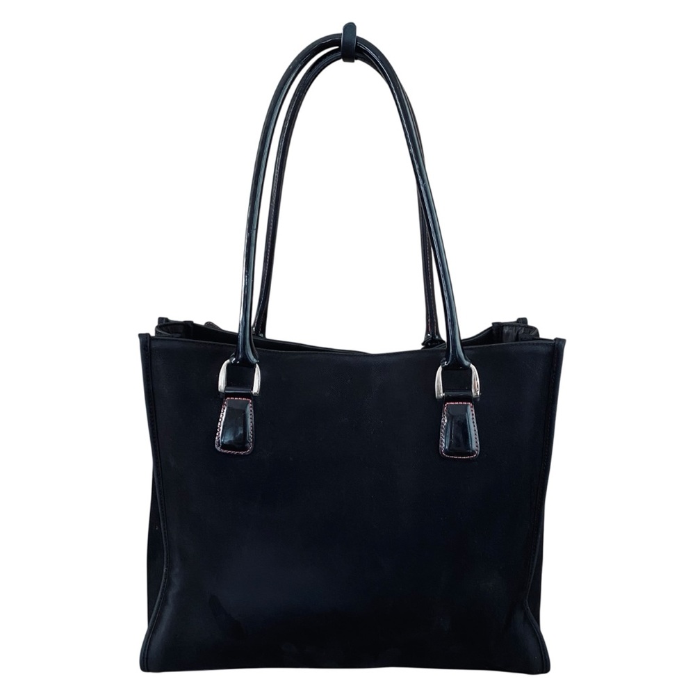 Diane Von Furstenberg X Badanco Luggage Large Black Canvas Patent Leather‎ Tote - Picture 3 of 15